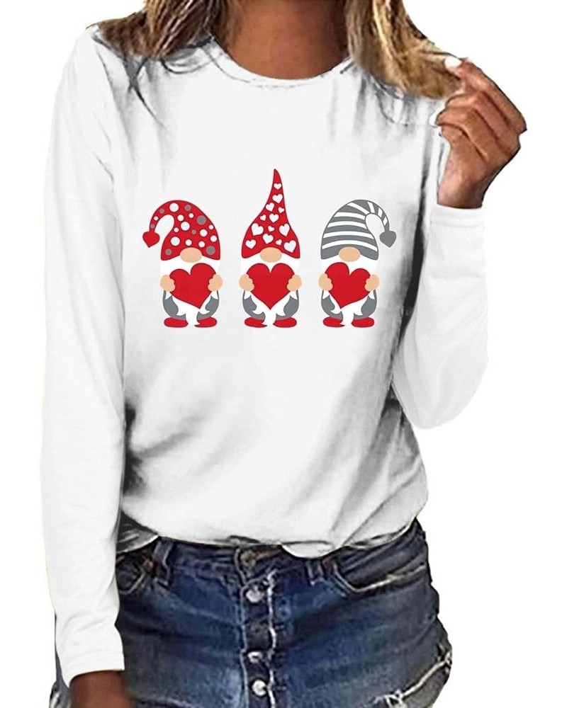 Tops for Women 3/4 Sleeves Trendy Heart Wine Glass Printed Valentine Sweatshirt Crew Neck Love Heart Graphic Tee Top 4-white ...