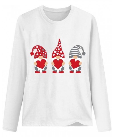 Tops for Women 3/4 Sleeves Trendy Heart Wine Glass Printed Valentine Sweatshirt Crew Neck Love Heart Graphic Tee Top 4-white ...