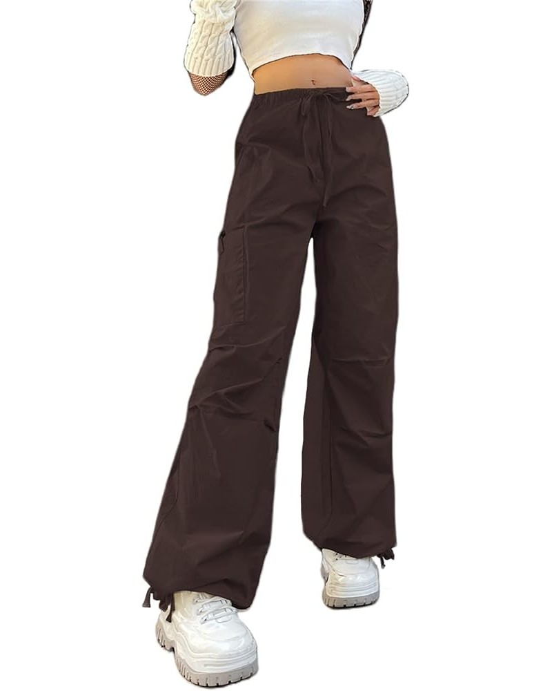 Women Baggy Cargo Pants Hip Hop Drawstring Jogger Sweatpant Casual Loose Wide Leg Trouser Y2K Hippie Punk Streetwear Green $1...