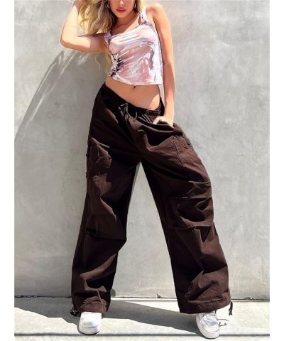 Women Baggy Cargo Pants Hip Hop Drawstring Jogger Sweatpant Casual Loose Wide Leg Trouser Y2K Hippie Punk Streetwear Green $1...