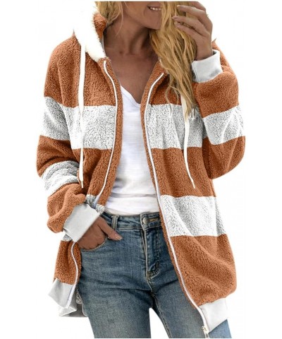 Oversized Fuzzy Fleece Jackets For Women,Fashion 2023 Color Block Faux Fur Cardigan Coat Shaggy Warm Winter Outerwear 01-brow...