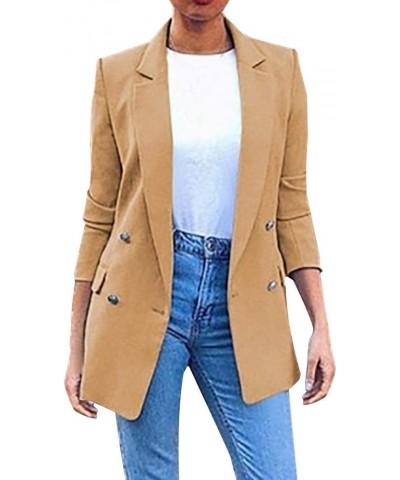 Women's Turn Down Collar Blazer Open Front Casual Long Sleeve Jackets Button Down Slim Work Cardigan Suit Coats Khaki $11.09 ...