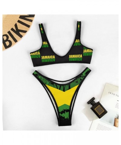 Bikini Sets Jamaica Flag Women's Swimwear Cute Bathing Suit Ruched High Cut Swimsuit Summer M Medium Style-1 $22.67 Swimsuits