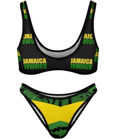 Bikini Sets Jamaica Flag Women's Swimwear Cute Bathing Suit Ruched High Cut Swimsuit Summer M Medium Style-1 $22.67 Swimsuits