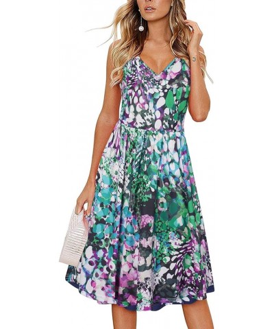 Women's V-Neck Spaghetti Strap Sundress Floral Casual Summer Swing Beach Dress with Pockets Floral-5 $19.02 Dresses