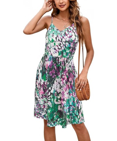 Women's V-Neck Spaghetti Strap Sundress Floral Casual Summer Swing Beach Dress with Pockets Floral-5 $19.02 Dresses