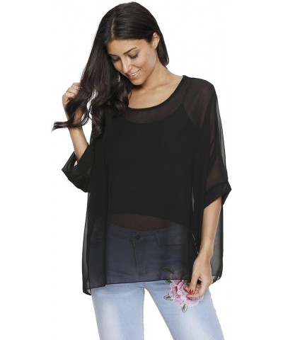 Womens Loose Casual Batwing Sleeve Chiffon Shirt Boho Style Tops Blouse Multi4 $10.54 Blouses