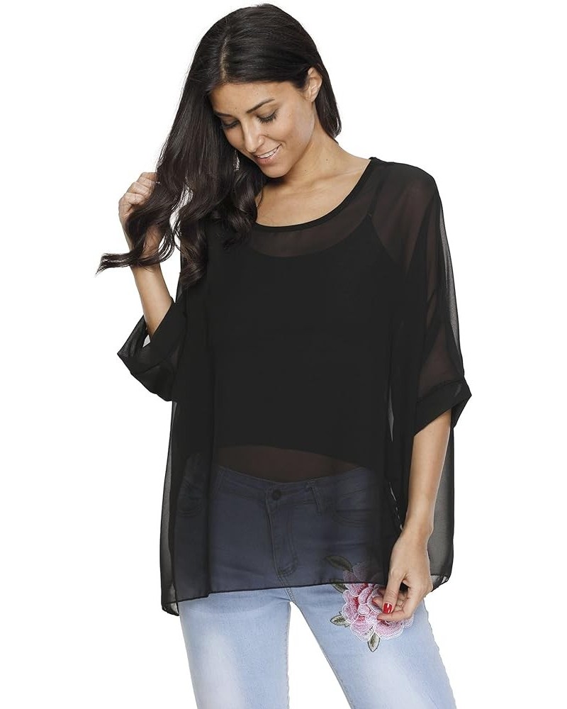 Womens Loose Casual Batwing Sleeve Chiffon Shirt Boho Style Tops Blouse Multi4 $10.54 Blouses