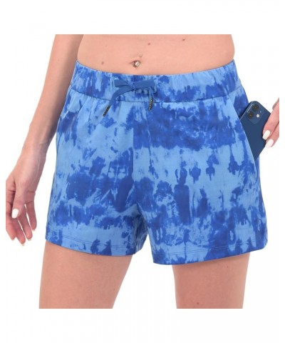 Womens Shorts Joggers for Summer Casual Athletic Running Hiking Workout Gym Shorts Lounge Shorts Plus Size Blue Tie-dyed $12....