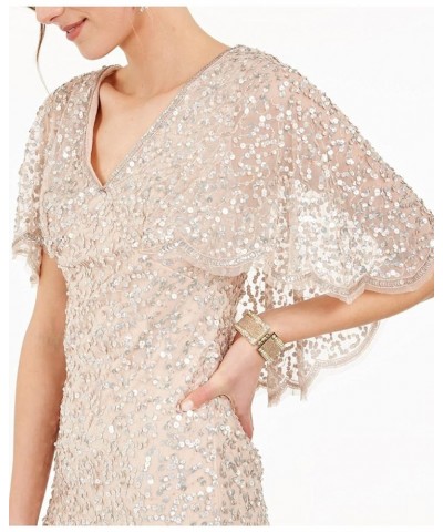 Women's Short Beaded Dress Champagne Sand $34.78 Dresses