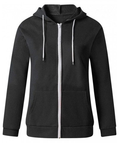 Womens Zip Up Hoodie 2023 Fall Fashion Clothes Long Sleeve Lightweight Hooded Sweatshirts Casual Loose Jackets 02 Black $6.81...