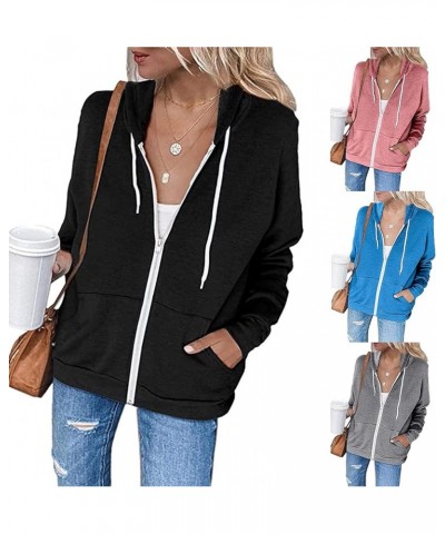 Womens Zip Up Hoodie 2023 Fall Fashion Clothes Long Sleeve Lightweight Hooded Sweatshirts Casual Loose Jackets 02 Black $6.81...