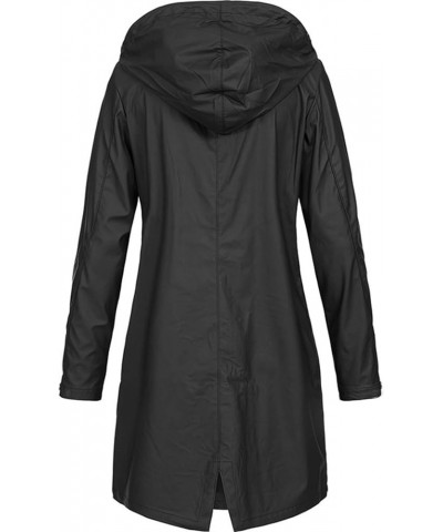 Womens Rain Coat Winter 2023 Jackets Lightweight Hooded Long Raincoat Breathable Rain Jackets Windbreaker Outdoor Black $8.61...