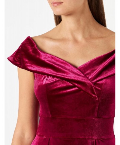 Velvet Cocktail Dresses for Women Wedding Guest High Low Off The Shoulder Dress Wine Red S $18.23 Dresses