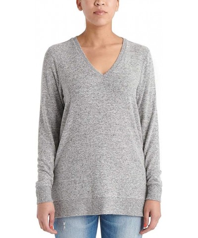 Ladies' V-Neck Tunic Long Sleeves Pullover Grey $19.59 Tops