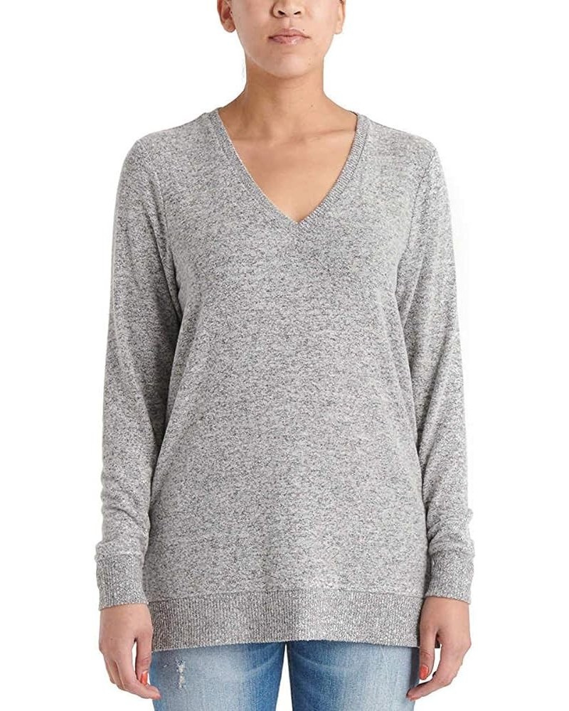 Ladies' V-Neck Tunic Long Sleeves Pullover Grey $19.59 Tops