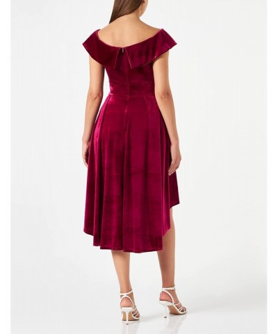 Velvet Cocktail Dresses for Women Wedding Guest High Low Off The Shoulder Dress Wine Red S $18.23 Dresses