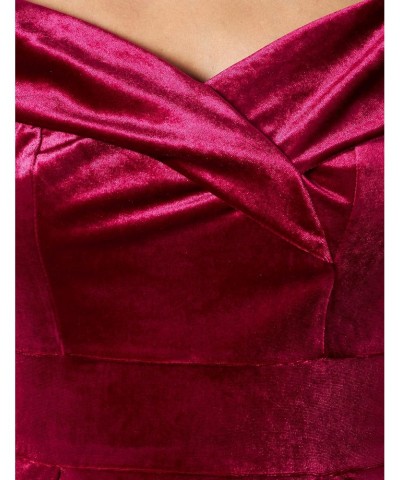 Velvet Cocktail Dresses for Women Wedding Guest High Low Off The Shoulder Dress Wine Red S $18.23 Dresses