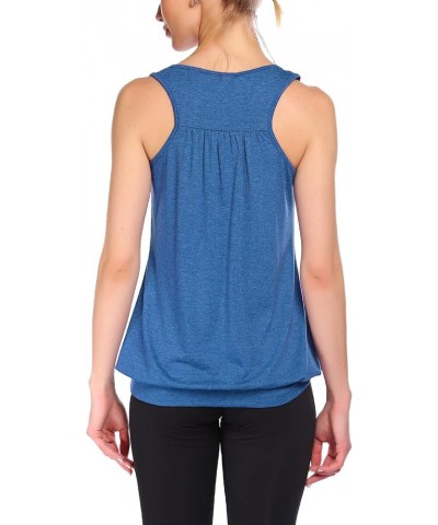 Womens Plus Size Workout Yoga Tank Top Loose Fit Athletic Tank Top Sleeveless Round Neck Racerback Tops Navy Blue $13.24 Acti...