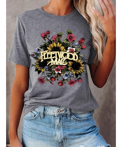 Women Rock Band T Shirts Vintage Rock Country Music Shirt Concert Outfit Casual Short Sleeve Tops E-grey $10.39 T-Shirts