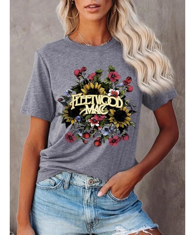 Women Rock Band T Shirts Vintage Rock Country Music Shirt Concert Outfit Casual Short Sleeve Tops E-grey $10.39 T-Shirts