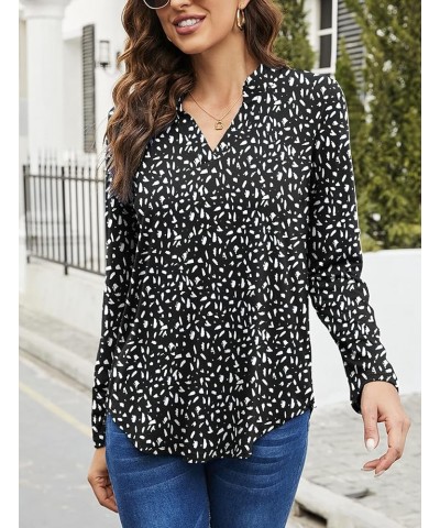 Women's Roll Up 3/4 Sleeve Floral Print V Neck Tunic Blouses Tops Shirts F-black4 $11.75 Tops