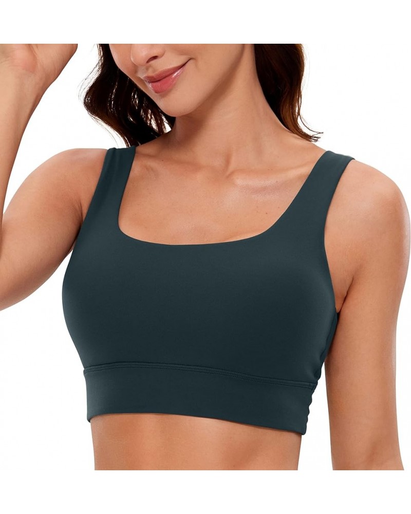 Butterluxe Womens U Back Sports Bra - Scoop Neck Padded Low Impact Yoga Bra Workout Crop Top with Built in Bra Forest Dark Gr...