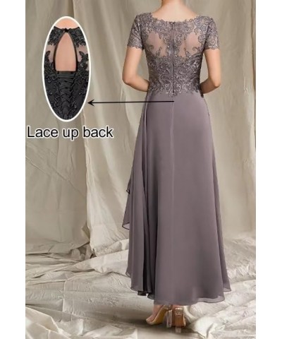 Lace Appliques Mother of The Bride Dresses V Neck A Line Formal Dresses Tea Length Chiffon Mother of The Groom Dresses Dusty ...