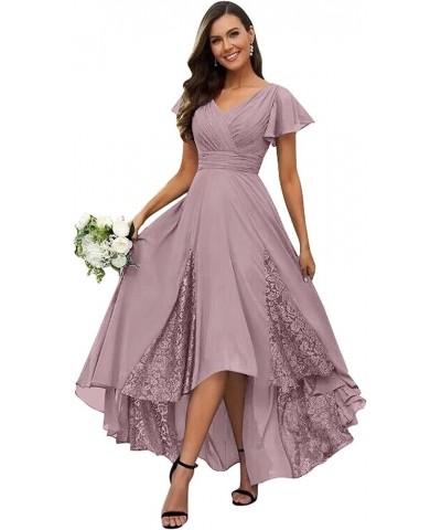 Cold Shoulder Chiffon Bridesmaid Dress Long V Neck Pleated Formal Dresses with Pockets for Women Wedding TN066 Wisteria $30.2...