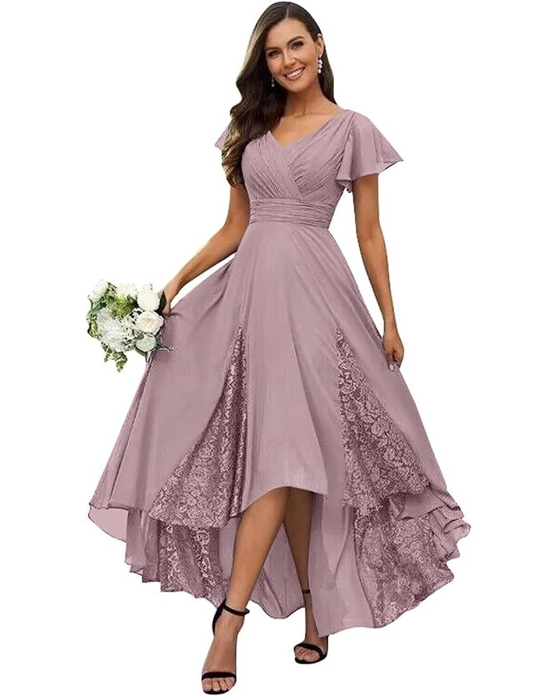 Cold Shoulder Chiffon Bridesmaid Dress Long V Neck Pleated Formal Dresses with Pockets for Women Wedding TN066 Wisteria $30.2...