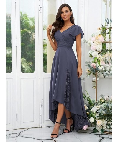 Cold Shoulder Chiffon Bridesmaid Dress Long V Neck Pleated Formal Dresses with Pockets for Women Wedding TN066 Wisteria $30.2...