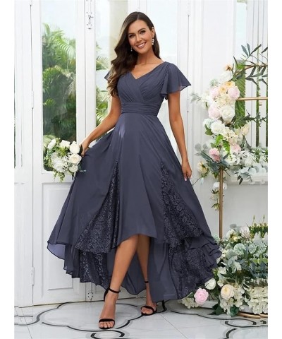 Cold Shoulder Chiffon Bridesmaid Dress Long V Neck Pleated Formal Dresses with Pockets for Women Wedding TN066 Wisteria $30.2...