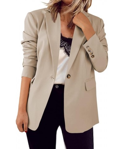 2023 Womens Blazers Casual Long Sleeve Open Front Lapel Collar Work Office Jacket Summer Outwear Khaki $23.99 Blazers