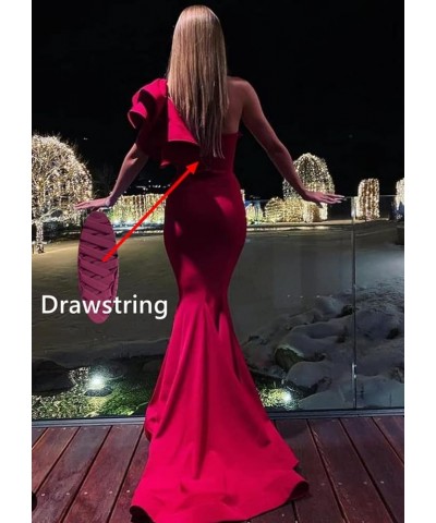 Women's One Shoulder Ruffles Satin Mermaid Prom Dresses Long Ball Gowns Formal Evening Party Gowns Gold $39.74 Dresses