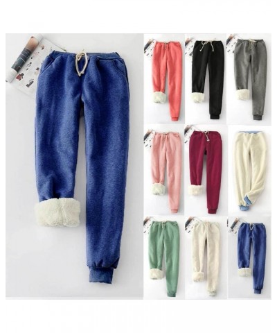 Womens Fleece Lined Pants High Waisted Leggings Winter Thicken Warm Tights Loose Plus Size Sweatpants with Pocket Blue $11.20...