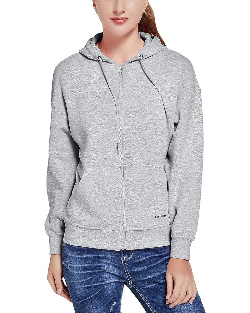 Women's Zip Up Hoodie Soft Brushed Fleece Casual Hooded Sweatshirts for Women Size S-2XL Grey $22.50 Hoodies & Sweatshirts