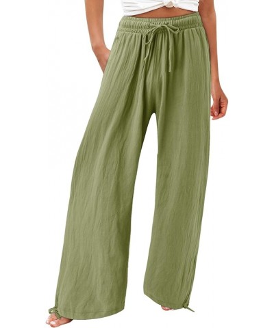 Bemona Linen Pants for Women Flowy Summer High Waisted Wide Leg Pant with Pockets Lounge Trousers Casual Palazzo Pants Light ...