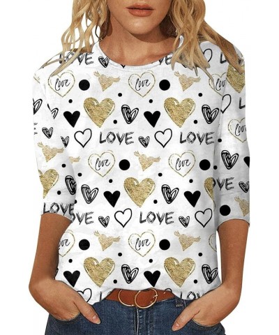 Valentine Day Shirt for Women 3/4 Sleeve Cute Love Hearts Graphic Tees Casual Fashion Tops Blouse 012-white $9.43 Socks