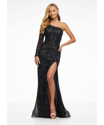 One Shoulder Sequin Prom Dresses Long with Slit Sparkly Long Sleeve Bodycon Evening Gowns for Women Formal Gold $38.00 Dresses