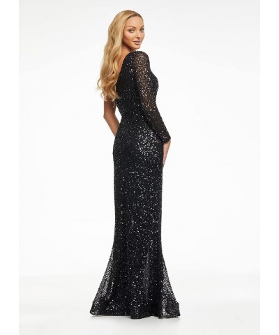 One Shoulder Sequin Prom Dresses Long with Slit Sparkly Long Sleeve Bodycon Evening Gowns for Women Formal Gold $38.00 Dresses