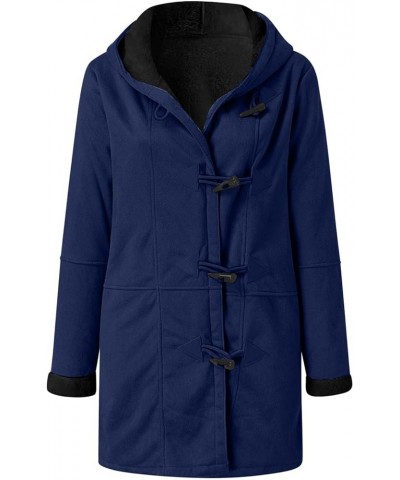 Warm Jackets for Women,Womens Winter Trench Coats Zip Up Breasted Long Sleeve Hooded Fleece Jacket Fuzzy Pea Coat 03 Blue $13...