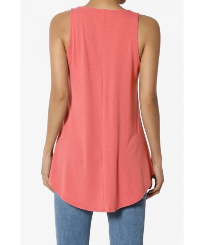 Women's Tank Tops Scoop Neck Loose Fit Summer Casual Round Hem Sleeveless Tee Coral $9.87 Tanks