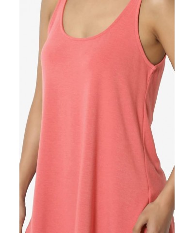 Women's Tank Tops Scoop Neck Loose Fit Summer Casual Round Hem Sleeveless Tee Coral $9.87 Tanks