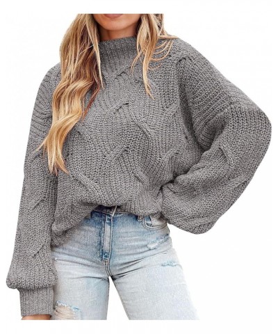 Women's Fall Oversized Pullover Sweaters Casual Crewneck Long Sleeve Chunky Cable Knit Blouse Top Grey $27.02 Sweaters