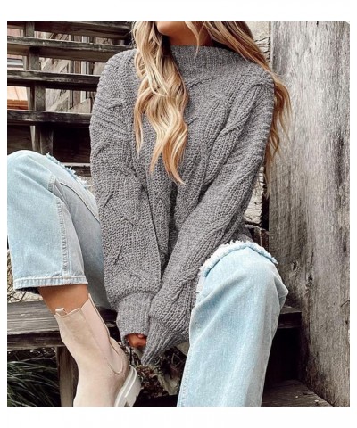 Women's Fall Oversized Pullover Sweaters Casual Crewneck Long Sleeve Chunky Cable Knit Blouse Top Grey $27.02 Sweaters