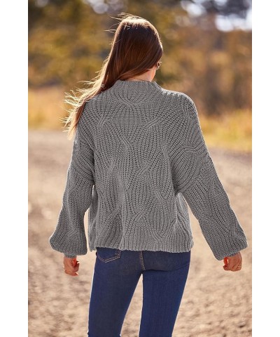 Women's Fall Oversized Pullover Sweaters Casual Crewneck Long Sleeve Chunky Cable Knit Blouse Top Grey $27.02 Sweaters