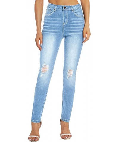 Women's High Waisted Jeans for Women Ripped Stretch Skinny Butt Lifting Jeans Distressed Jeans Pants F_light Blue $22.41 Jeans