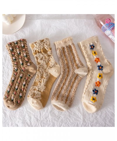 6 Pairs Cotton Socks Thick Knit Breathable Winter Crew Floral Socks Set for Women Girl Gifts 6 Pairs-02 $11.21 Activewear