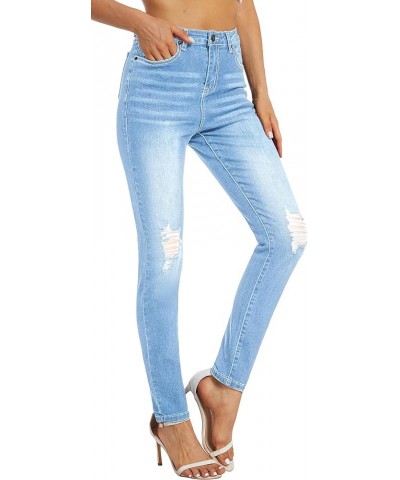 Women's High Waisted Jeans for Women Ripped Stretch Skinny Butt Lifting Jeans Distressed Jeans Pants F_light Blue $22.41 Jeans