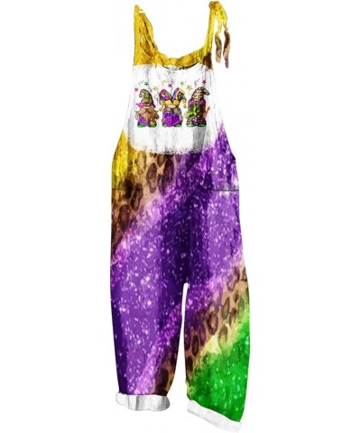 Mardi Gras Outfit for Women Mardi Gras Mask Print Jumpsuits Sleeveless Long Pants Fashion Overalls Plus Size Rompers Multicol...